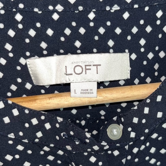 Loft Black & White 3/4 Sleeve Button Popover - Picture 5 of 5